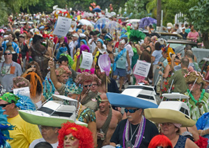 The Friday-night masquerade march is to parade through Key West's historic Old Town and is free to enter and watch. The 2012 promenade is to start at 5 p.m. at the Key West Cemetery's Frances Street entrance. Image by Andy Newman/Florida Keys News Bureau 